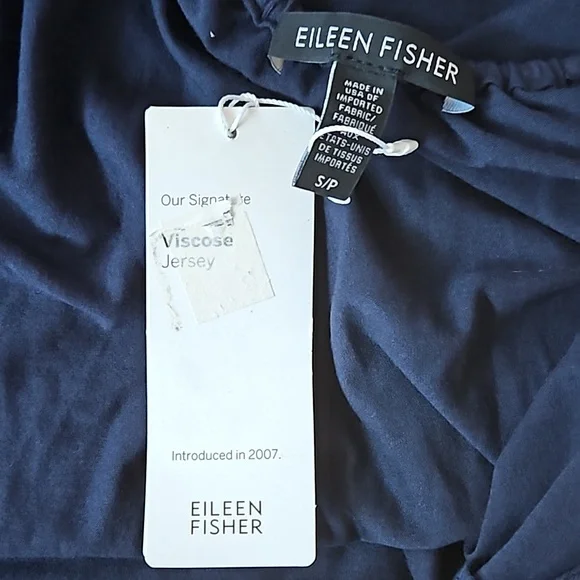Eileen Fisher indigo scoop neck racer back viscose jersey dress-S - Picture 6 of 11